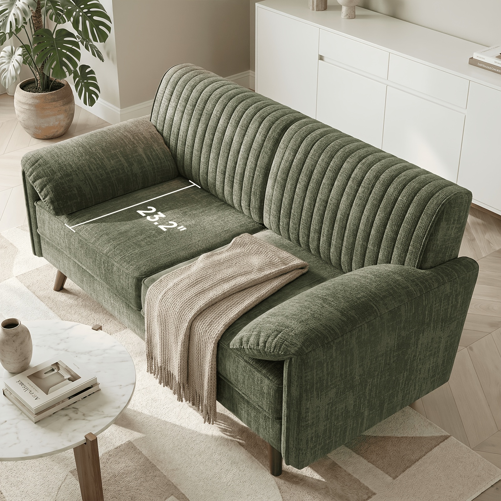 65-inch Modern Loveseat Sofa With Padded & Deep Seat Couch - Suitable For Living Room, Bedroom, Office, Frame, Assembly, Neutral Upholstery, Space-saving For Small Apartments, Contemporary Furniture