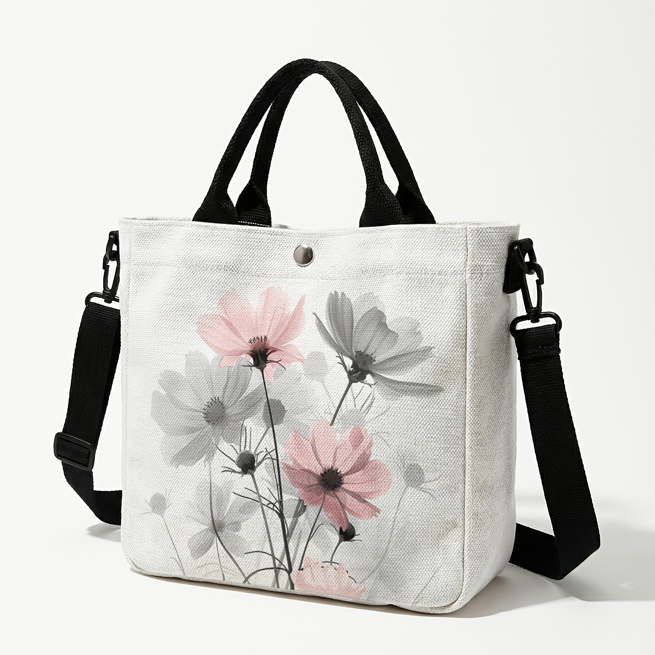 TEMU Floral Pattern 2d Printed Small Handbag, Durable With Adjustable Strap And Snap Closure | Fits Phone/wallet, Handheld And Crossbody Switch,