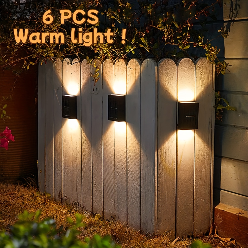TEMU 6pcs Led Solar Wall Lights, Up And Down Lighting Solar Outdoor Light, Solar Fence Light For Yard Garden Garage Pools Deck