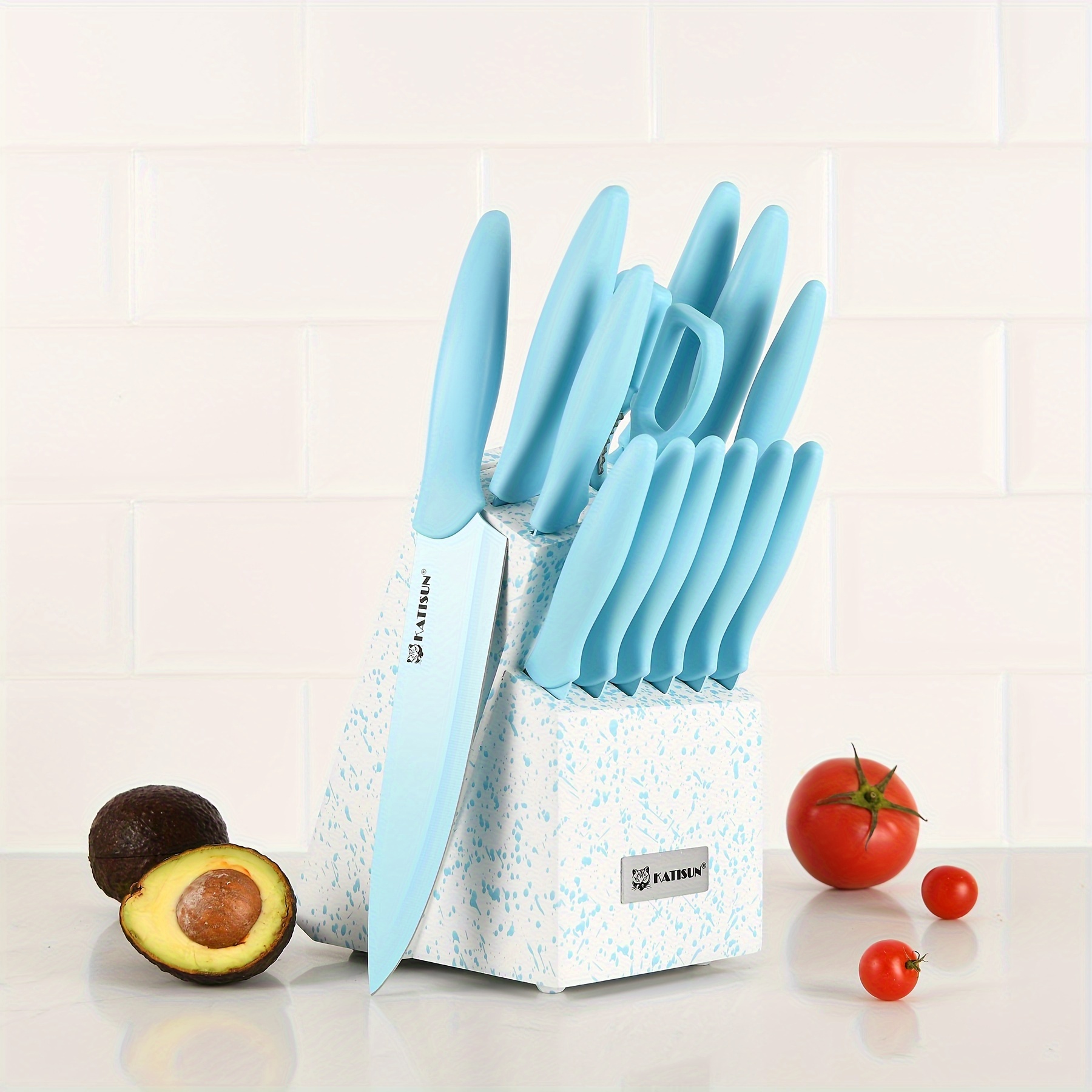 7/14pcs Color-Coded Kitchen Knife Set Rust-Resistant, Ultra-Sharp Knife Collection Includes Wooden Knife Block And Kitchen Shears Ideal for Home And Restaurant Use Top Choice for New Year Gifts