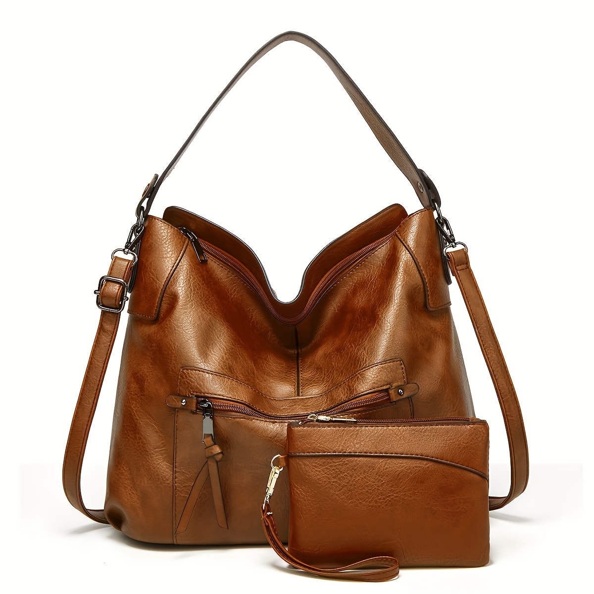 Image of Fashion New Large Capacity Simple Solid Color Pu Soft Bag Leisure Daily Shopping Ladies Crossbody Bag