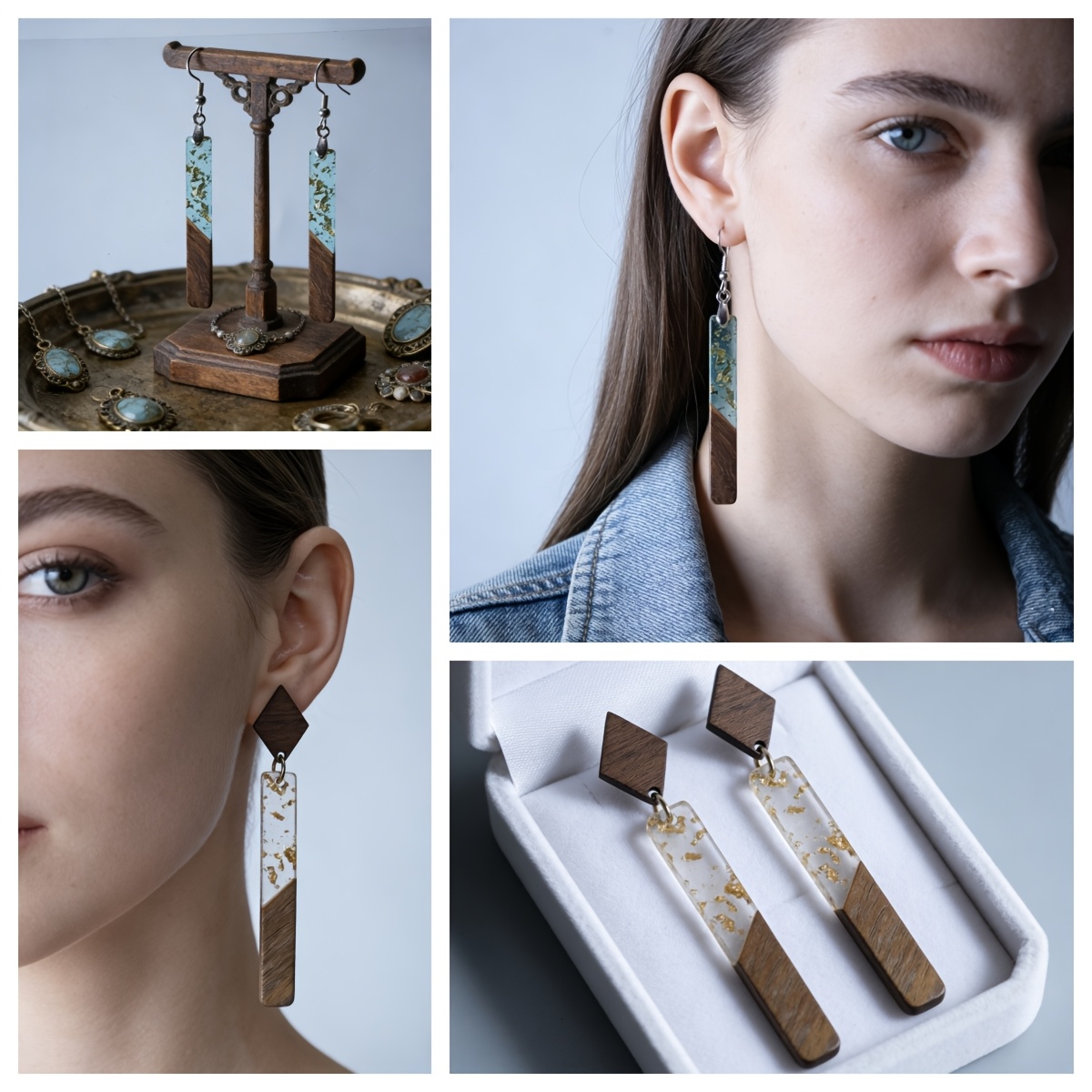 14pcs Gorgeous Resin Wood Earring Necklace Accessories