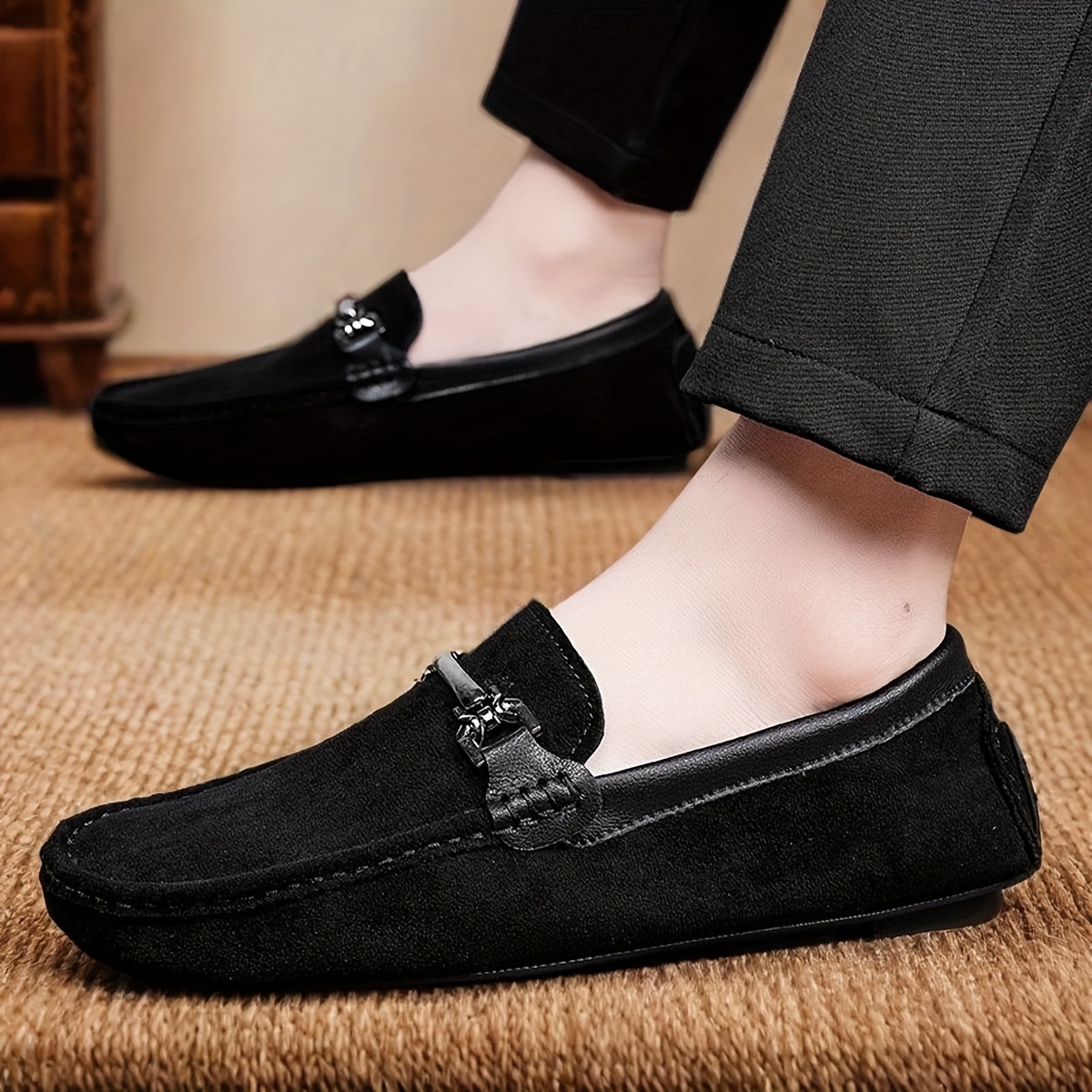 Men's Loafers, Handcrafted Men's Loafers, Slip-On Moccasins, Large Size Comfortable Casual Flat Shoes for Work, Walking, and Driving