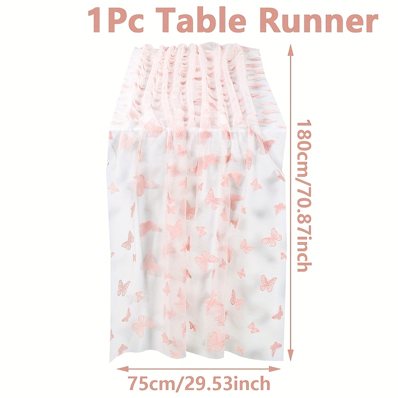 E-shop ., Rosa Schmetterling Mesh Tischläufer, 70,87 Zoll Länge, Geburtstagsparty Tischläufer, Blush Pink Schmetterling Tischläufer, für Geburtstag,