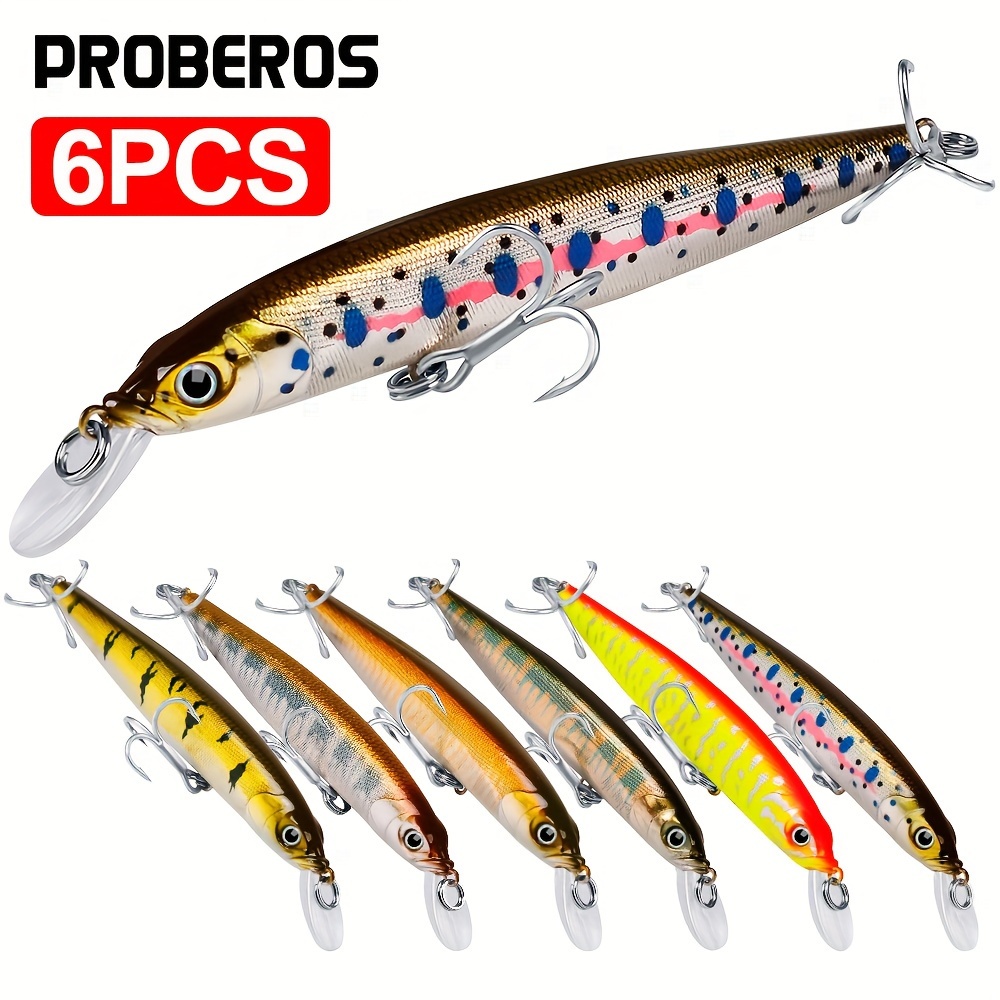 

Proberos 6pcs 3d Bionic Minnow Fishing Lure With Laser Eyes - 11cm/4.33inch, 10.5g, Artificial Hard Bait With Sharp Blood Trough Hook