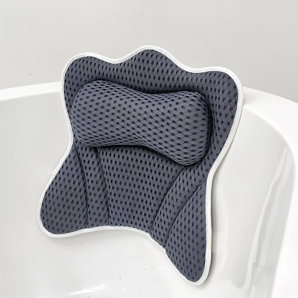 1 Bathtub Pillow, 4d Breathable Mesh Fabric, With 6 Suction Cups And Hooks, A Bath Relaxation Accessory For Unwinding And In The Bathtub