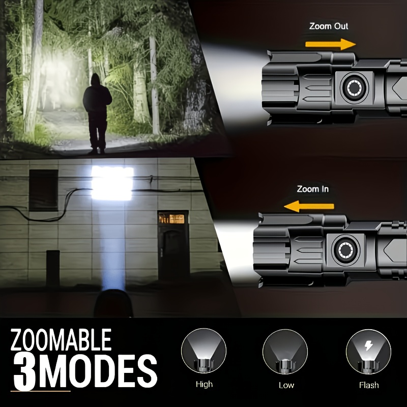 2pcs High-Powered Zoom Flashlights, Outdoor Multifunctional Portable Home Mini Retractable Zoom Light, Camping Gear, Outdoor Flashlight, Portable Flashlight, Mini Flashlight, Durable Structure, Sturdy Construction, Bright Beam