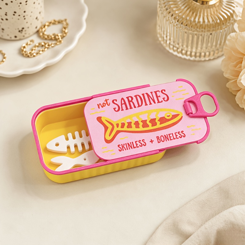 TEMU Scatola portagioie a forma di lattina di sardine, e portatile, organizer per orecchini, collane, anelli, mini custodia da viaggio per piccoli