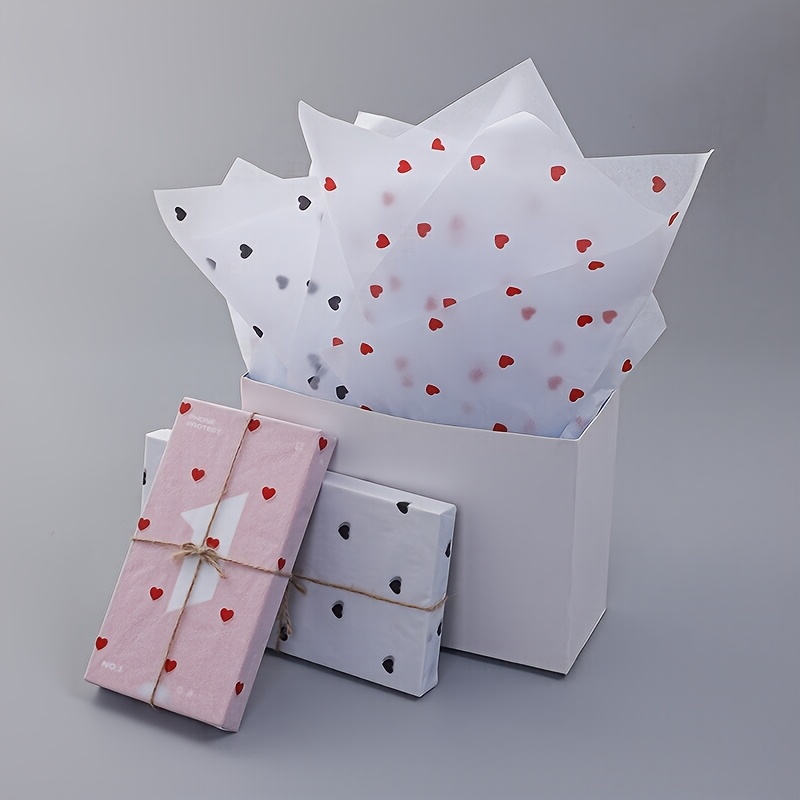 

20pcs Yingyuyuan Premium Paper, Red Heart Pattern, Peach & White Decorative Paper Sheets, For Gift Wrapping, Scrapbooking, Flower Bouquets, Craft & Wedding Decor