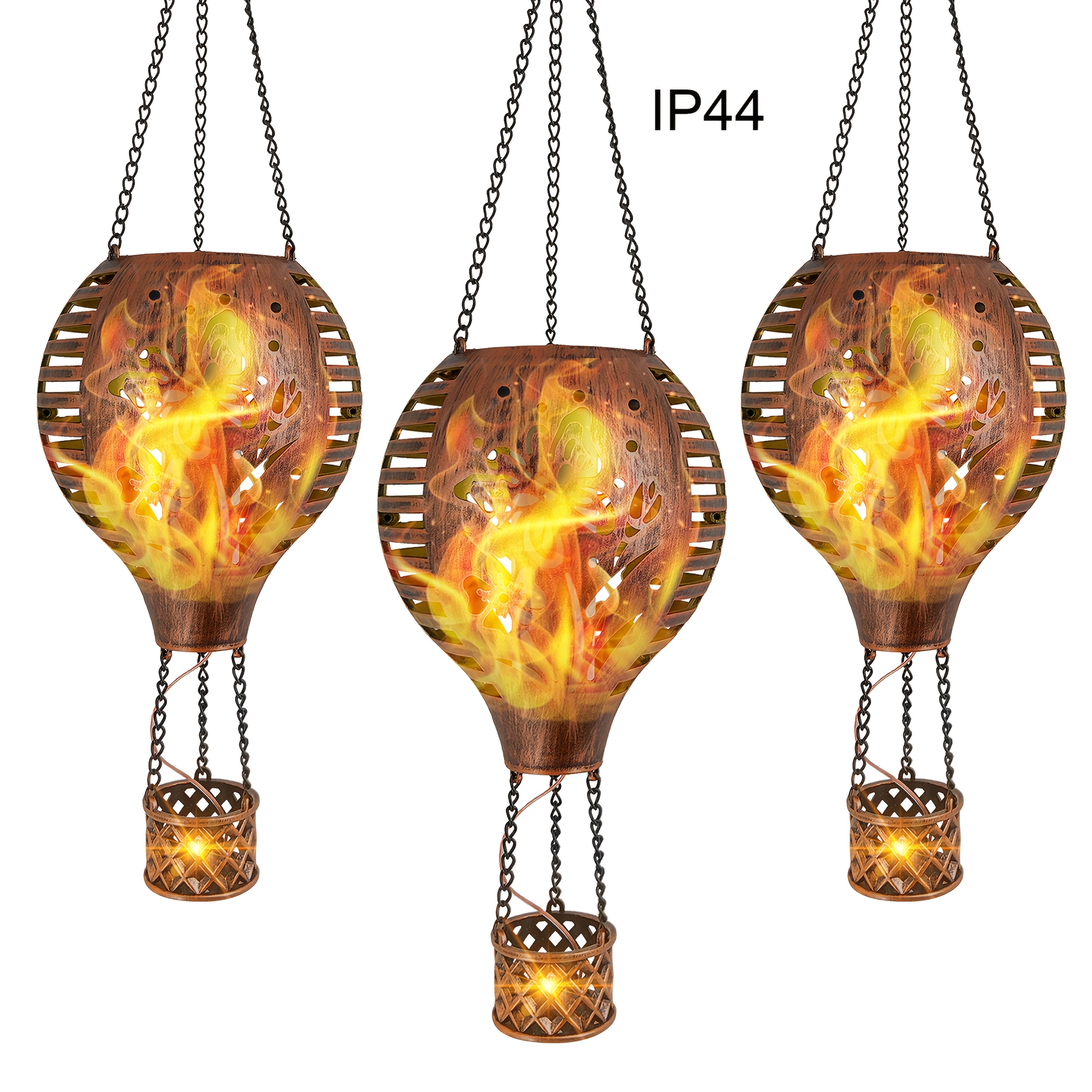 solar copper   flame hot air balloon lamp featuring a flickering flame effect decorative plastic lantern   with 300 milliampere nickel battery   suitable for   party decoration outdoor solar decorations