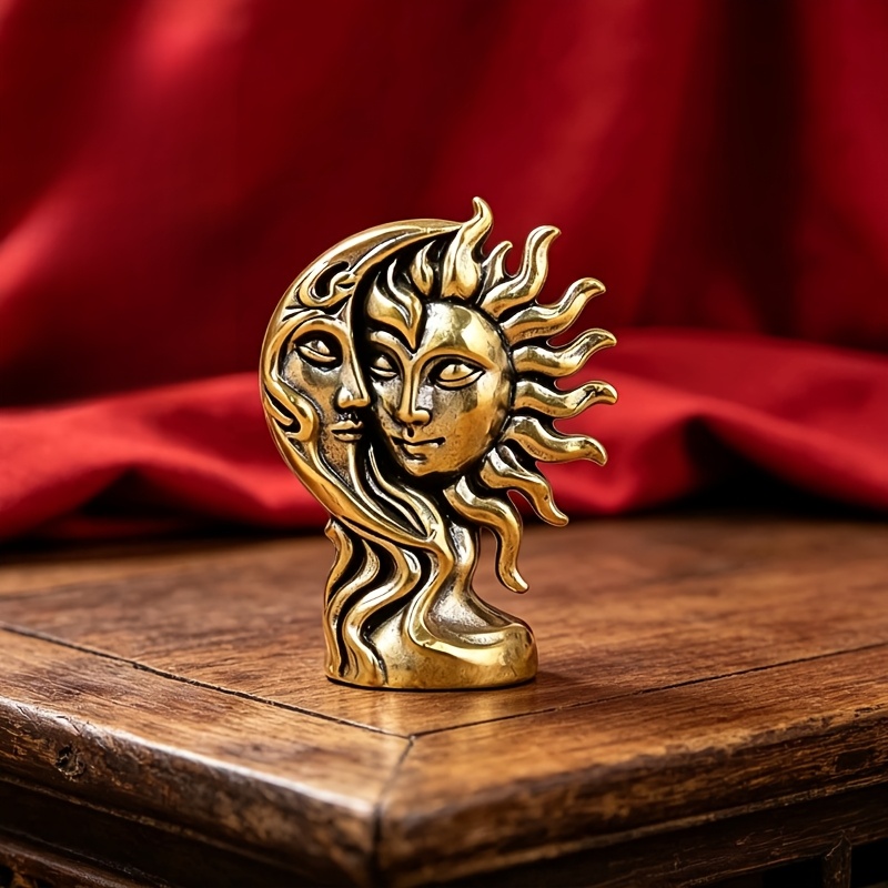 TEMU Creative Sun And , Goddess Of The Sun And Moon Small Ornament, Desktop Sun And Moon Figurine, Handmade Metal Craft Decoration, Suitable For ,