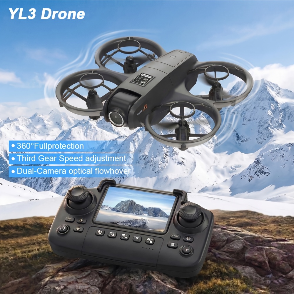 Mini Foldable RC Drone with Dual Cameras and Screen Remote, 360° Protection, Optical Flow Hover, 3 Speeds, Long Battery Life, Easy for Begin