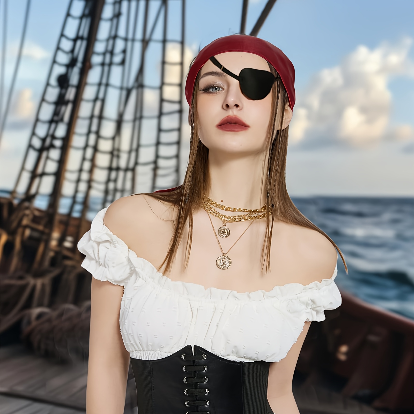 3pcs pirate costume accessories women pirate hat head scarf Temu