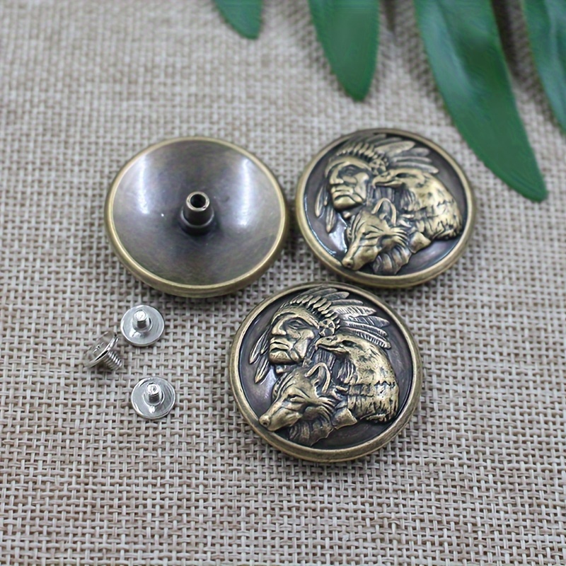 Image of 2pcs/3pcs Vintage Metal Decorative Buckles, Eagle Bear Wolf Coin Buckles, Decorative Buckles For Bags, Wallets, Leather Goods