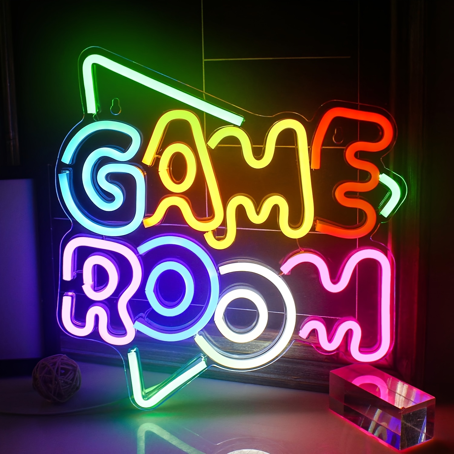 E-shop 2D Flach, Gamerneon Spielzimmer Große Neonschilder 13.2"x14" Bunte LED, USB-Neonlichter für Spielzone-Party-Deko Schlafzimmer