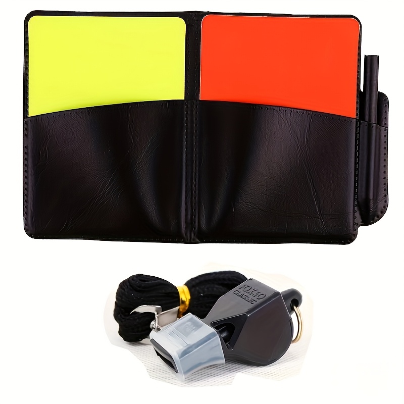 TEMU A 2/3 Set Of Football Referee Kits, Including Red And Yellow Cards, A Mouthguard Referee Whistle, And 2 Small Checkered Flags For Sports Games