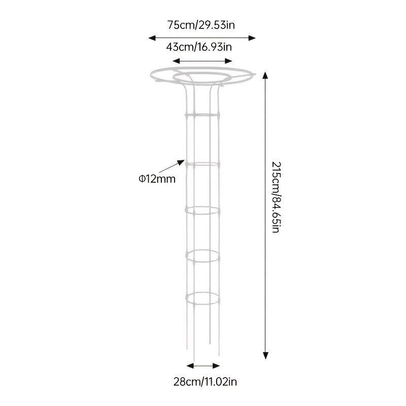 TEMU Rust-resistant Pp Coated Plant Support, Straight Tubes Made Of High-quality Metal, Heavy-duty Garden Climbing Plant Support Frame, Suitable For