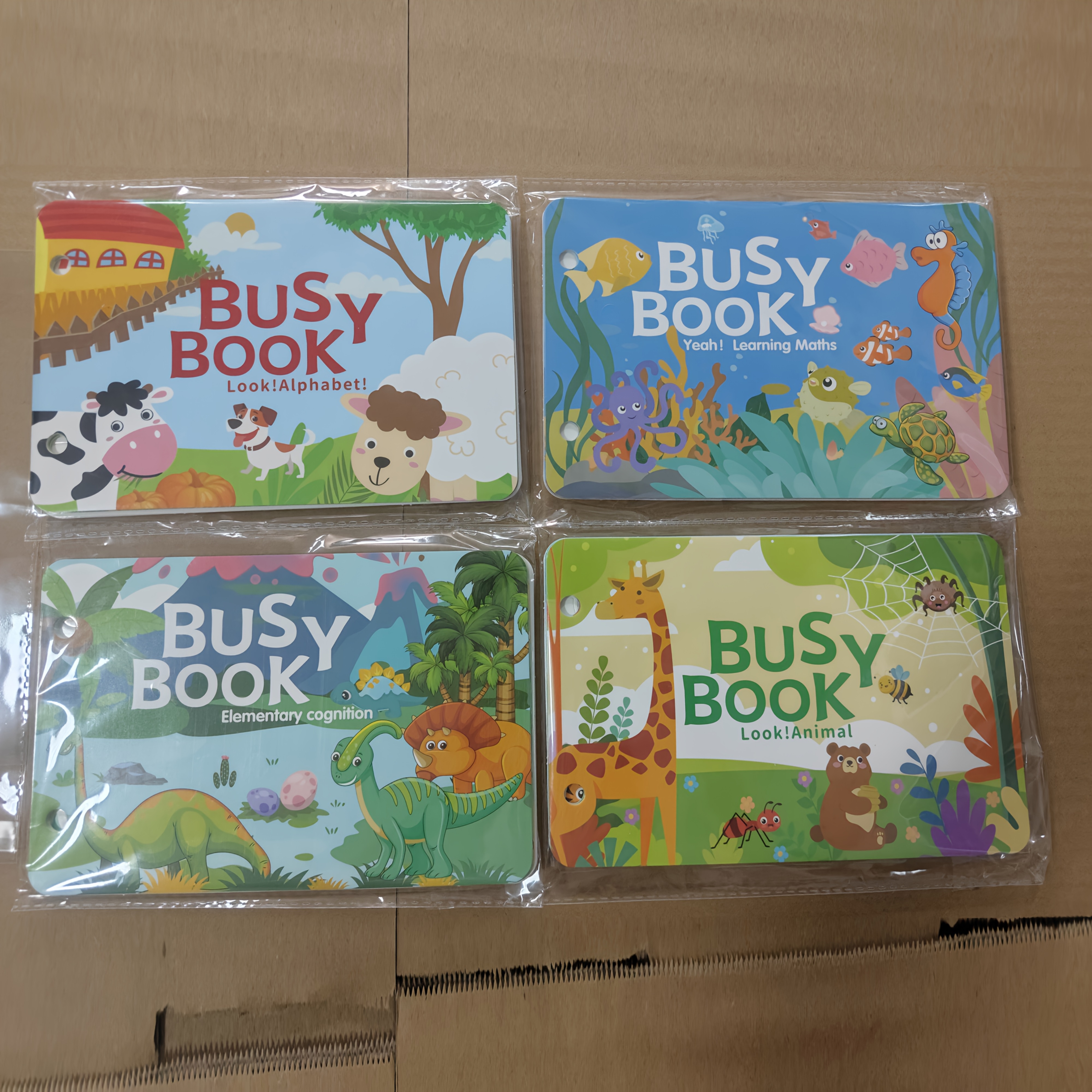 4 Books Interactive Educational Learnding Sticker | For Ages 3+ | Development Of Alphabet Learning Boo & Vocabulary | Durable Paper, Reusable | Quiet Book With Animal