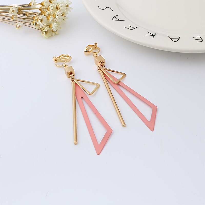 Retro Exquisite Colorful Triangle Non-Pierced Earrings