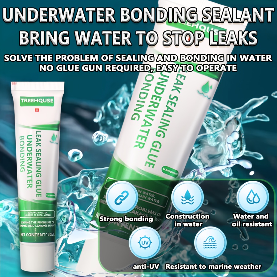 

Waterproof Underwater Bonding Sealant Glue, White Liquid, Tube Container, For Marble, Leak Fix, Strong Adhesion, Uv And Water Resistant, Non-toxic, All-purpose Aquatic Sealant - 150g