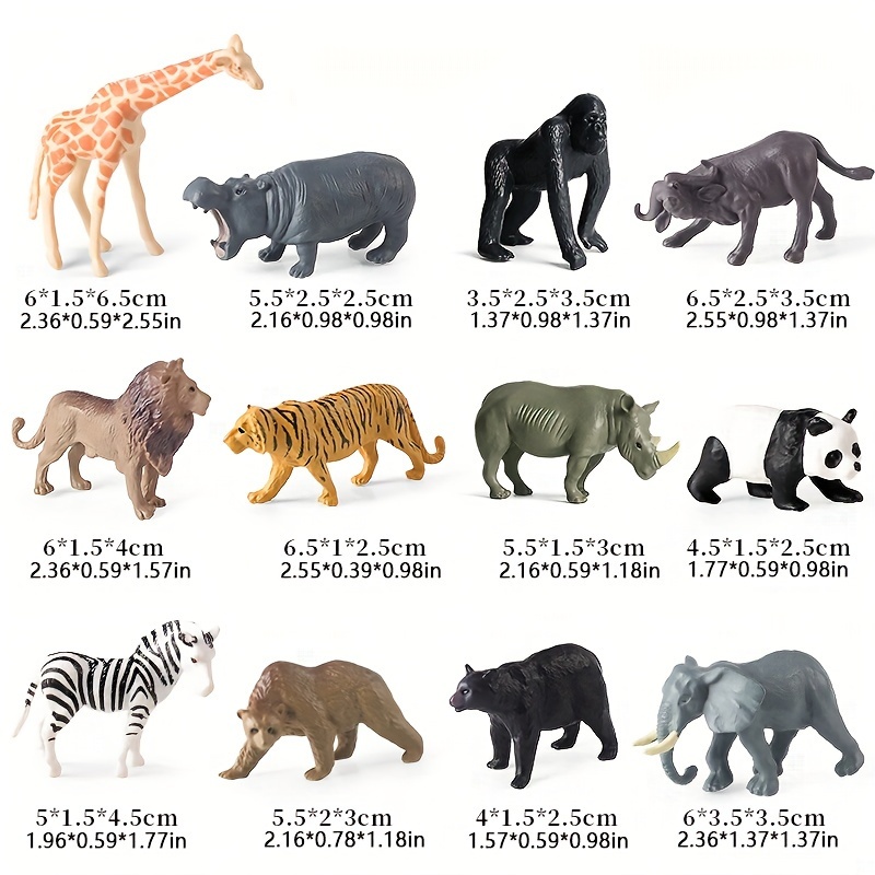 Image of 12pcs Wild Animals Figures Toys, Realistic Mini Jungle Animal Figurines Toy Set Christmas Birthday Gift Party Supplies