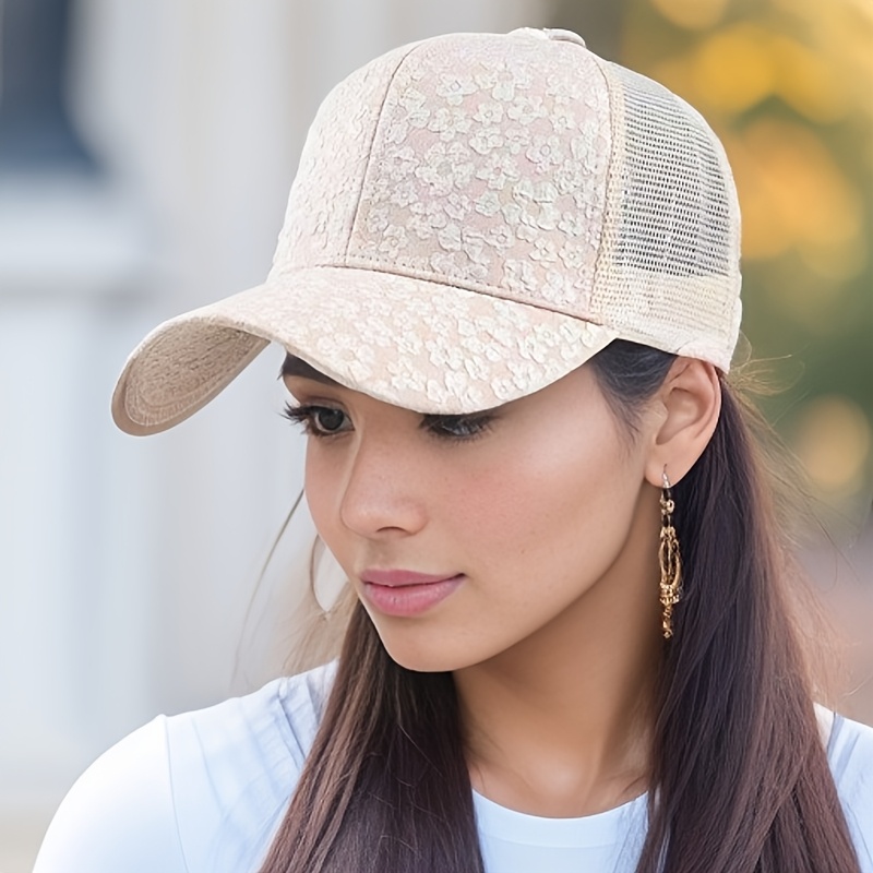E-shop Neue kleine Blumen Alljahres Elegante Vielseitige Damen Baseballkappe Europäischer Amerikanischer Stil Modische Schirmmütze Mesh-Kappe