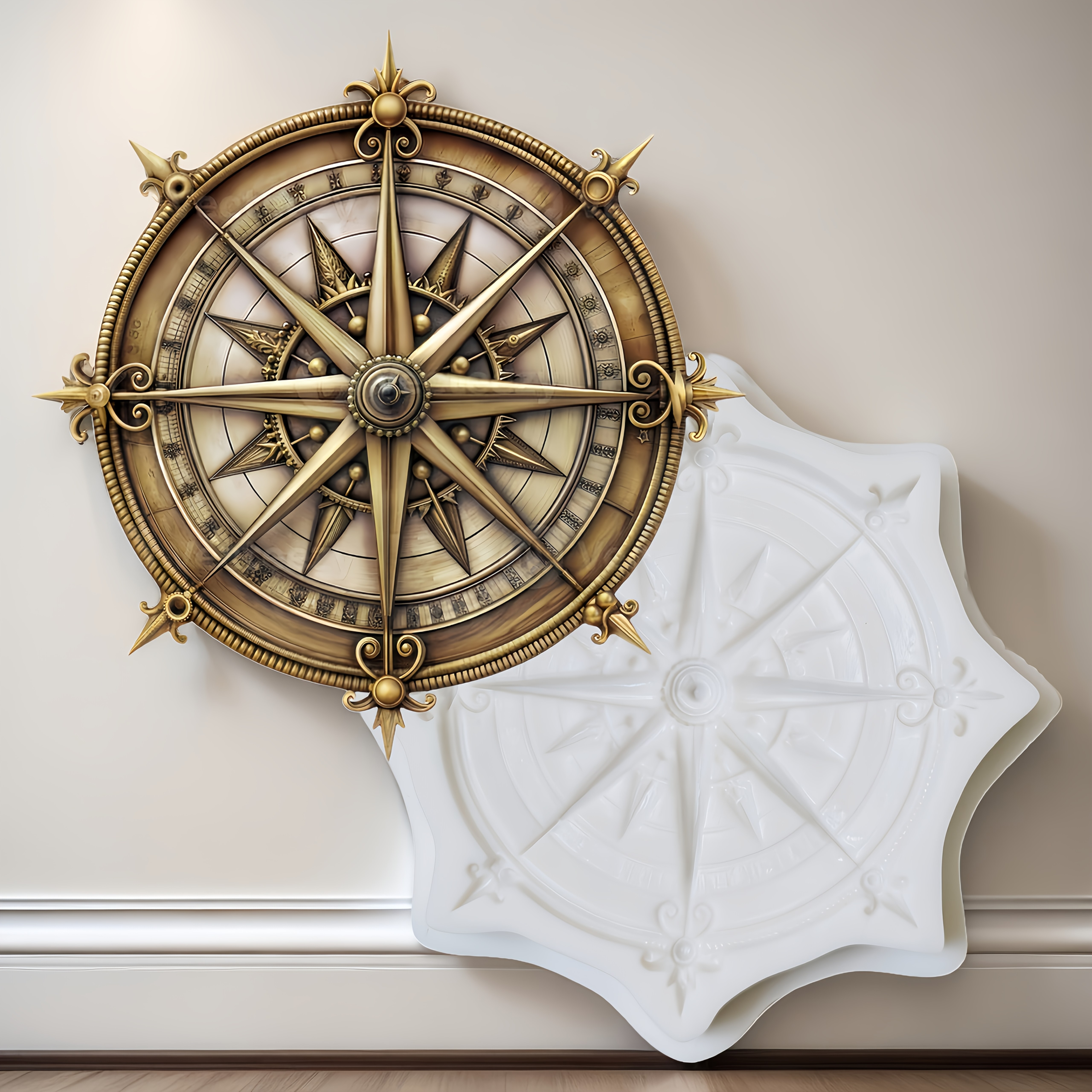 Image of Decorative Compass With Nautical Theme, Creative Cake Mold, Cake Decoration Accessories, Clay Mold, Gummy And Fondant Mold