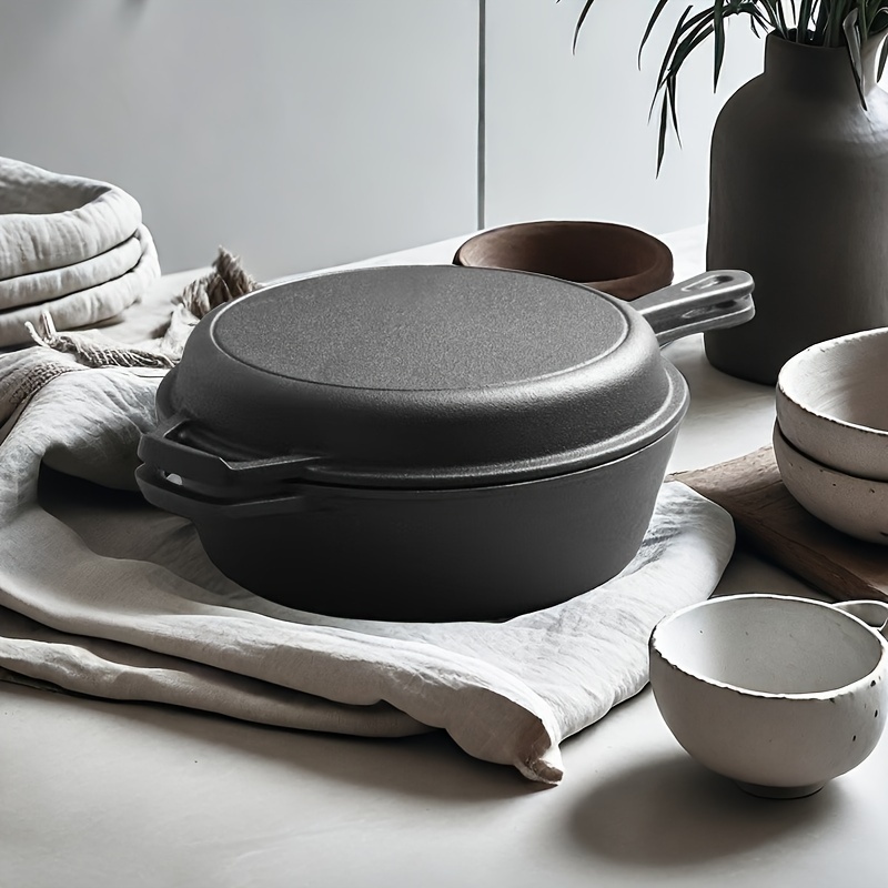 универсальный чугунный горшок 2 в 1 для готовки, кемпинга, использования на улице, совместим с газовой плитой, подробности 0