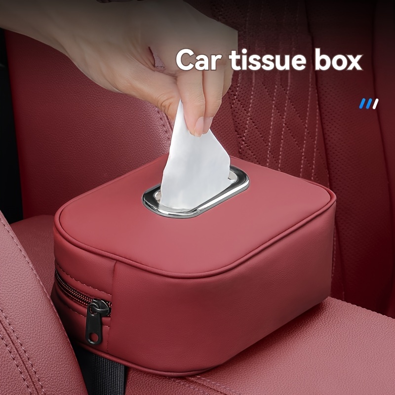 

1pc Fit Leather Car Box Holder, Multi-functional Storage Pouch For Sun Visor, Seat Back, Armrest - Vehicle Interior Accessory