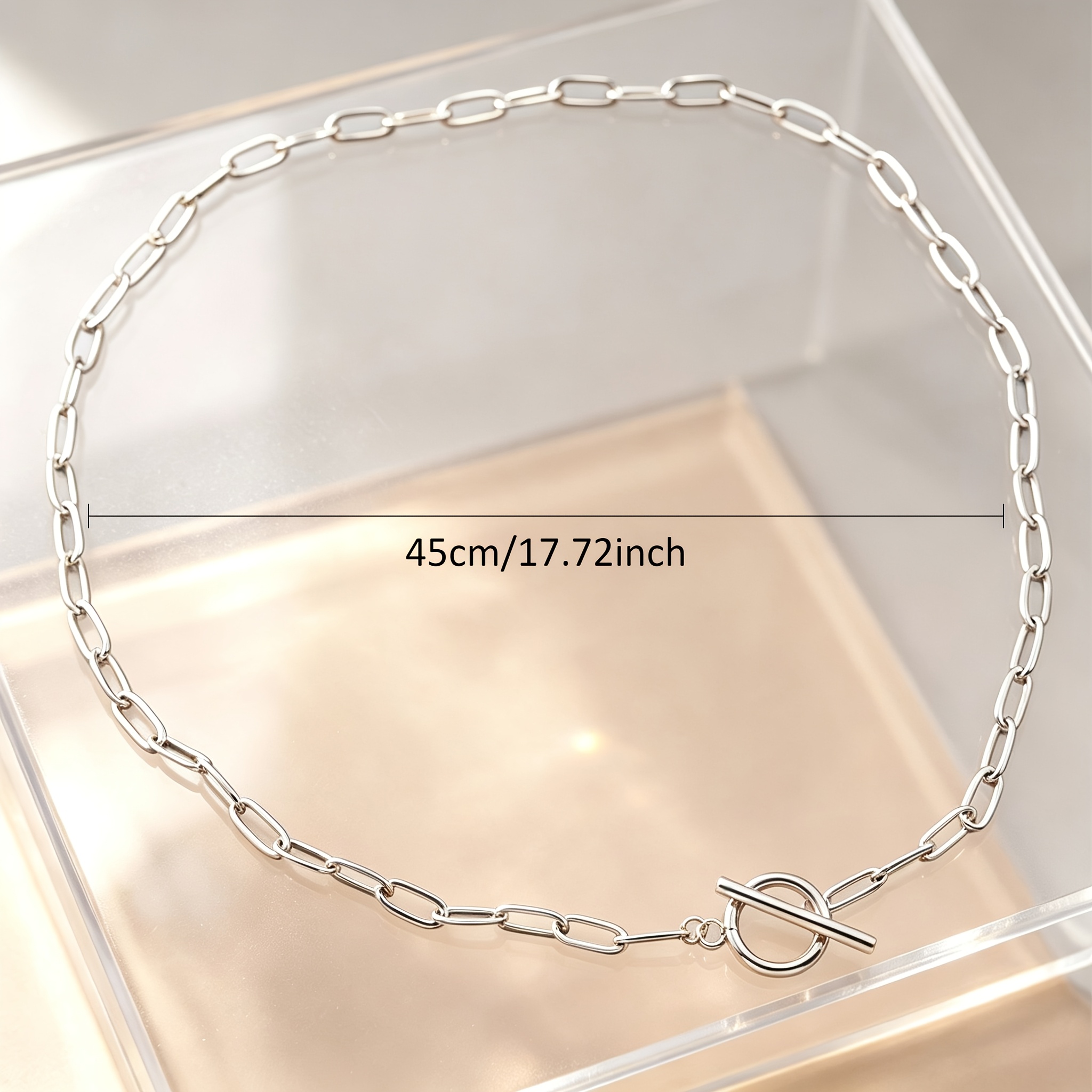Minimalist Fold-over Clasp Paperclip Chain Necklace for Women