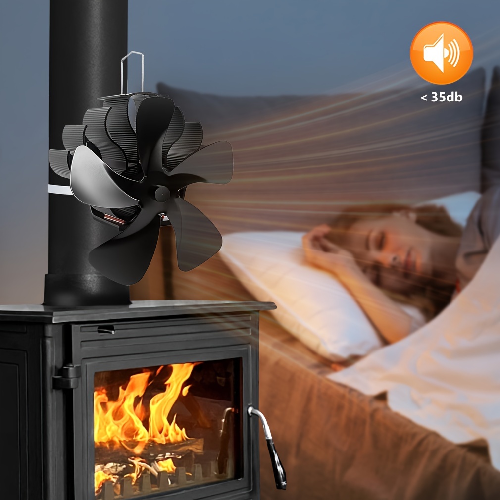 

5-blade Heat-powered Fireplace Fan - Enhances Indoor Air , No Electricity Needed, Ideal For Wood & Pellet , Black