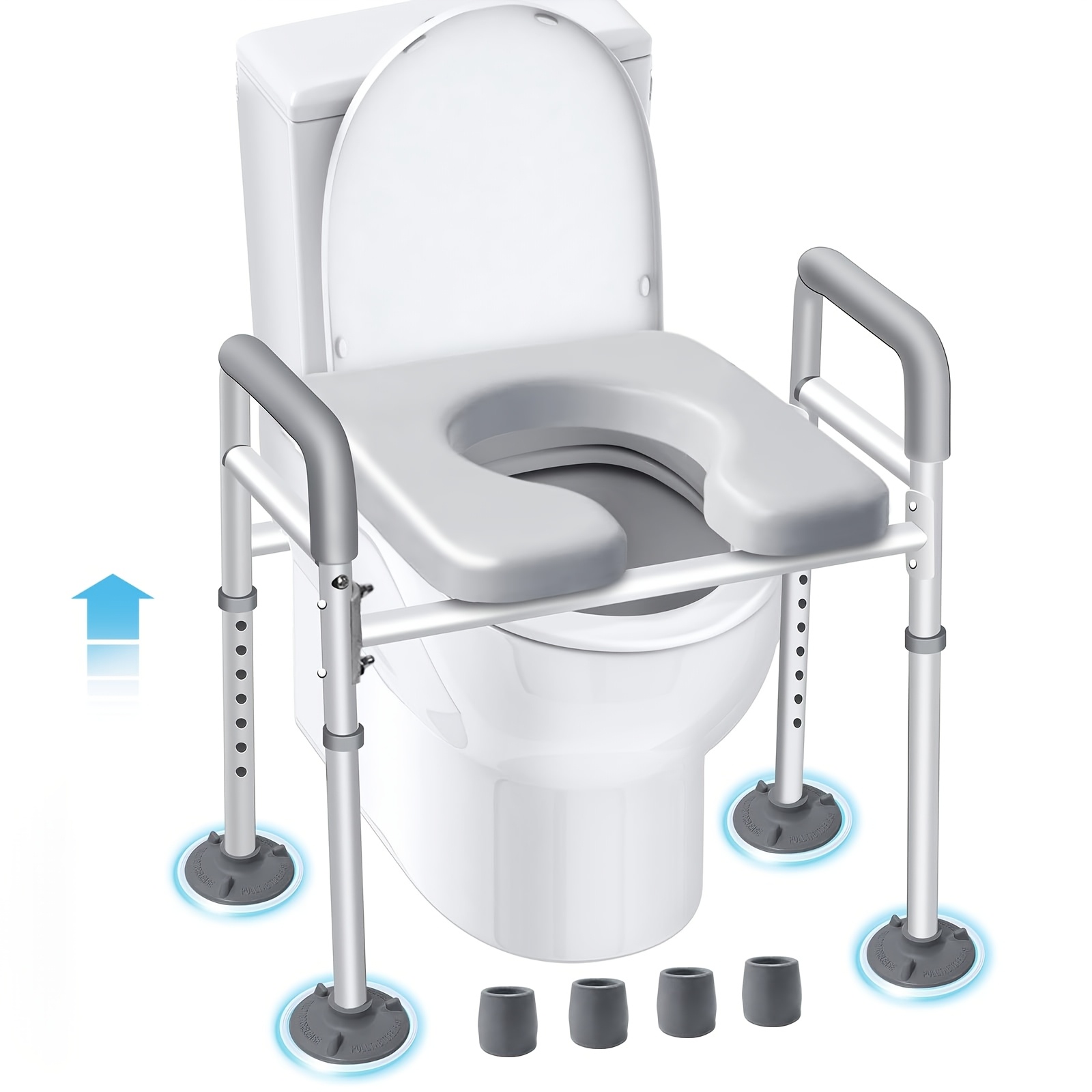 

Toilet Seat Risers For Seniors , Raised Toilet Seat With Handles, Toilet Safety Frames & Rails For Elderly And Handicap, Elevated Commode Shower Chair, Toilet Lift Grab Bar