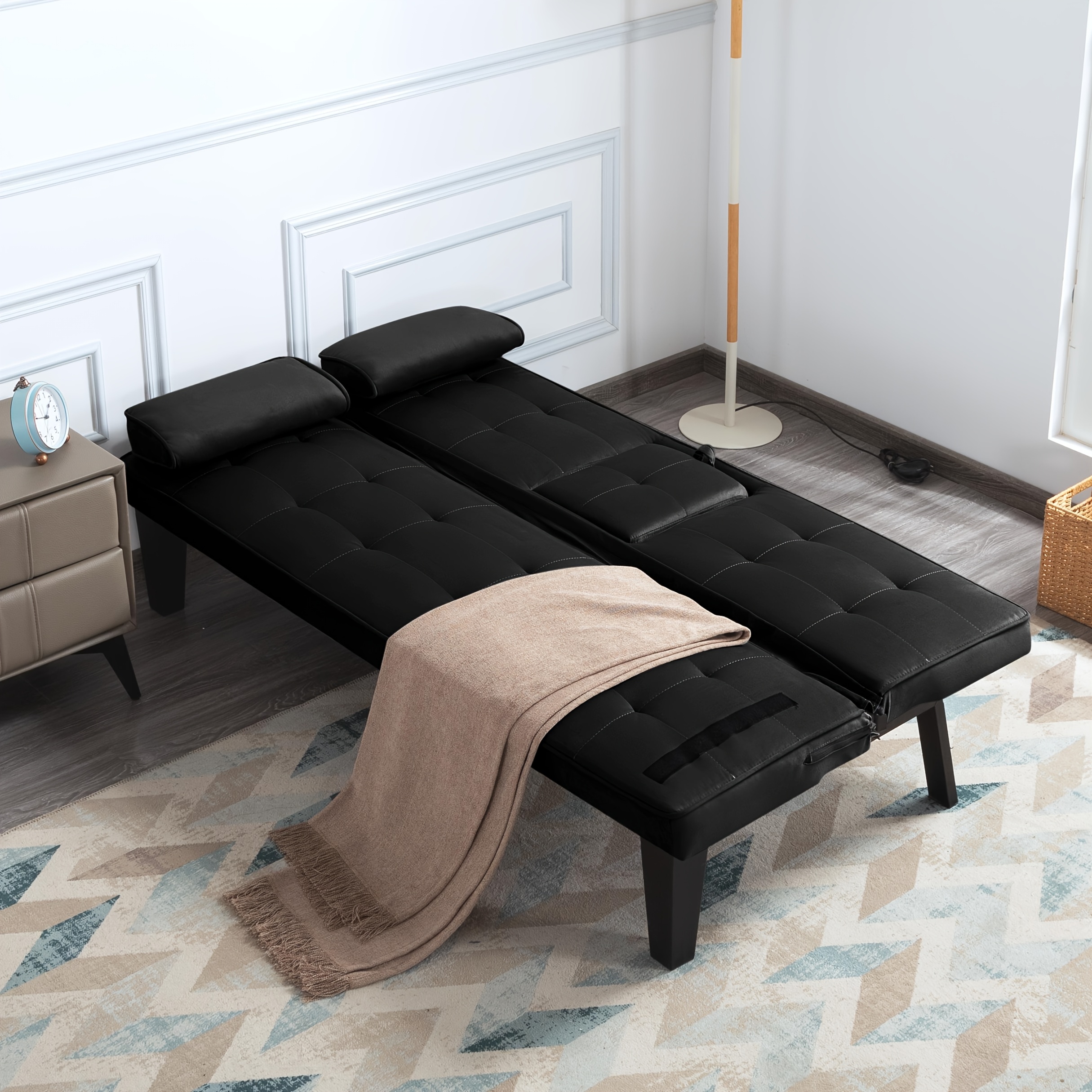TEMU Canapé-lit Pliable en au , Multifonctionnelle pour , Cadre en Bois Dur avec Housse en Tissu, Adapté aux Appartements et Salons