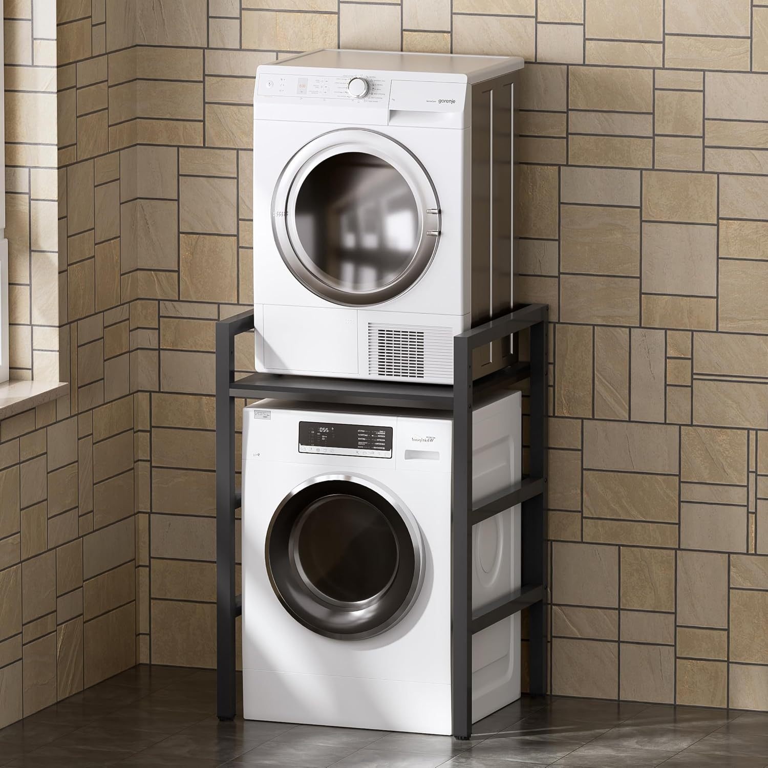 Image of Washing Machine Shelf, Toilet Shelf Over Washing Machine Toilet, Washing Machine Cabinet With Shelves, Overmount Cabinet, Toilet Cabinet, Towel Rail, Metal Material, 73 X 110cm, White