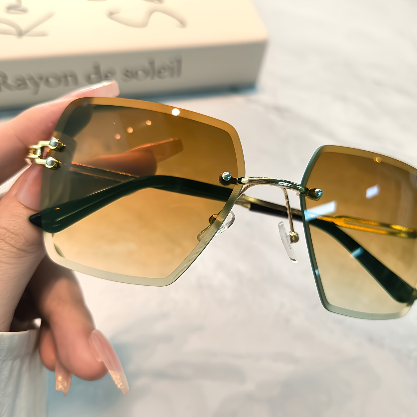 Vibrant Square Women's Rimless Glasses