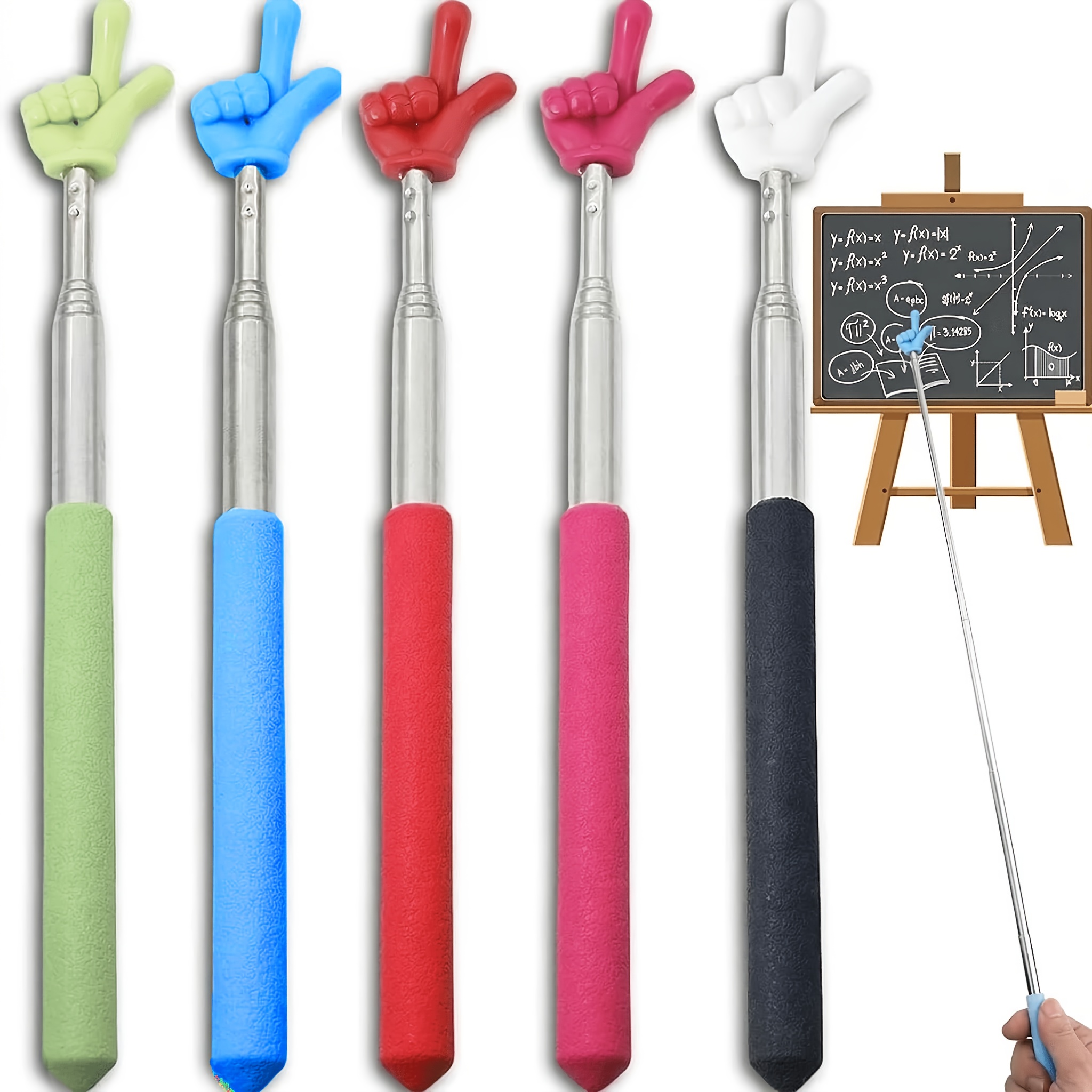 TEMU Set Of 5 Pointer Finger Sticks – Versatile Teaching Tools With Vibrant Colors – Essential Classroom Items For Presentations