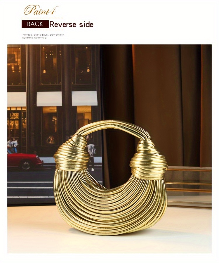 Glossy Trendy Design Sense Handmade Dumpling Bag Hand-Held Crossbody Bag Knotted Rope Noodles Bag Fashionable Personality Female Bag