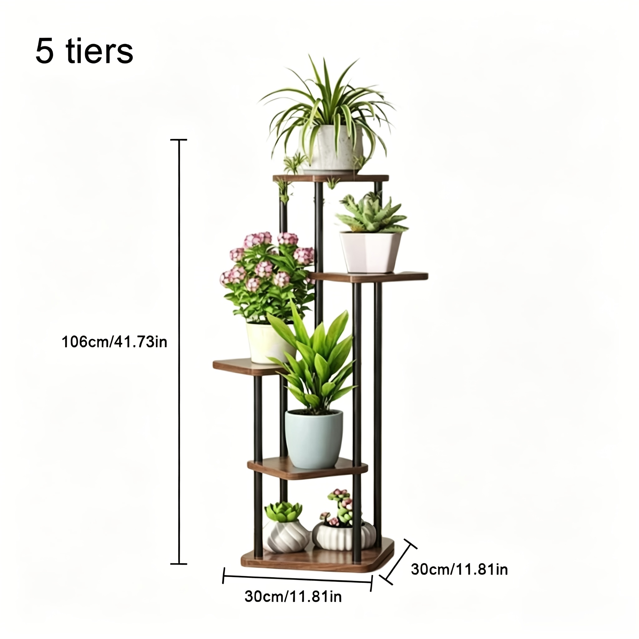 TEMU Support à plantes d'angle en métal marron à 4/5/6 niveaux pour intérieur, support à pots de fleurs à plusieurs niveaux pour plusieurs plantes,