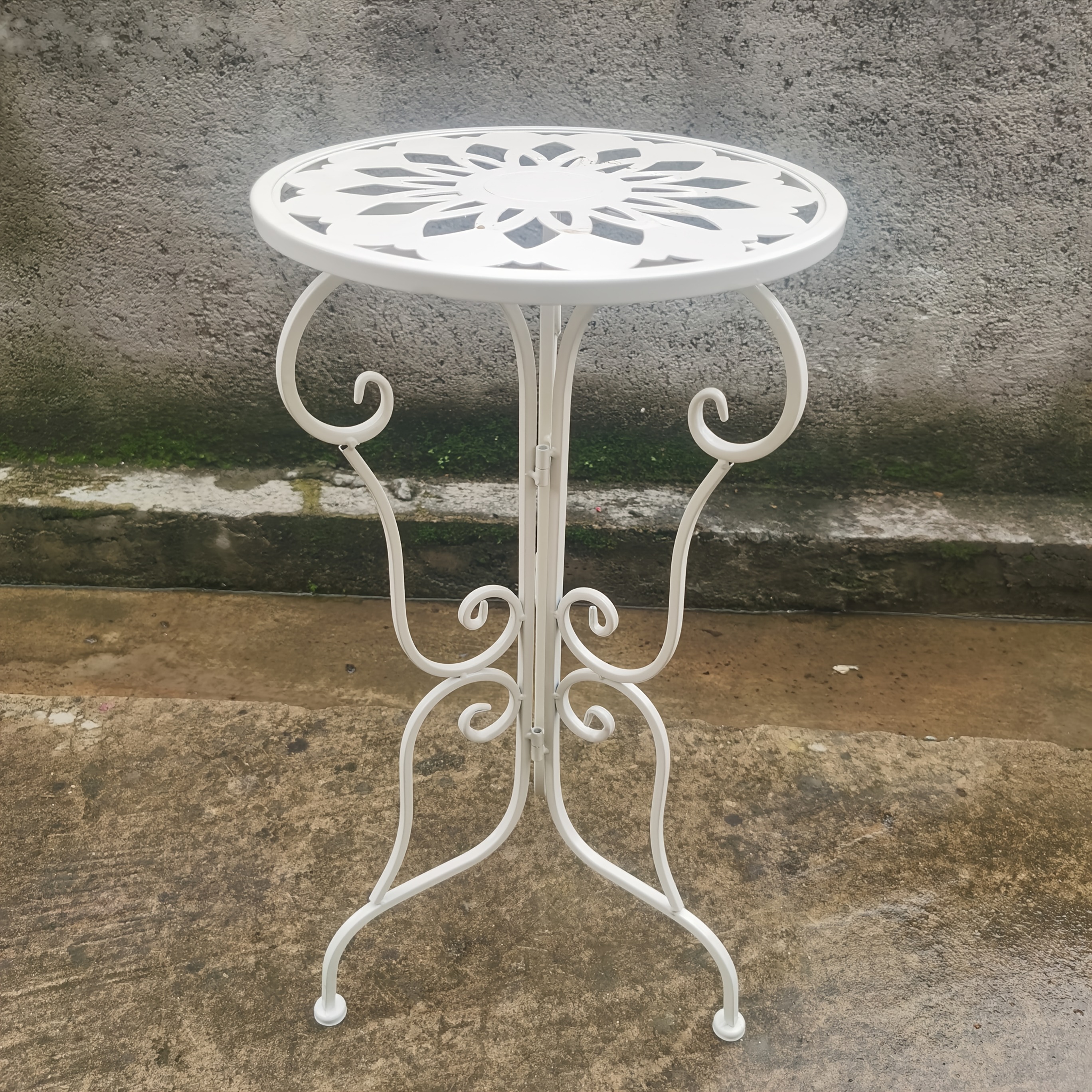 Image of New Rustic Wrought Iron Outdoor White And Green Garden Patio Balcony Flower Stand