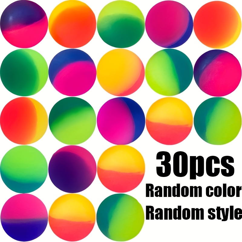 Image of 30pcs Random Color Bouncy Balls - Perfect Gifts For Kids In Bright And Colors, Suitable For Birthday Gifts, Bulk Carnival Prizes, Easter, Christmas And Valentine's Day Gifts