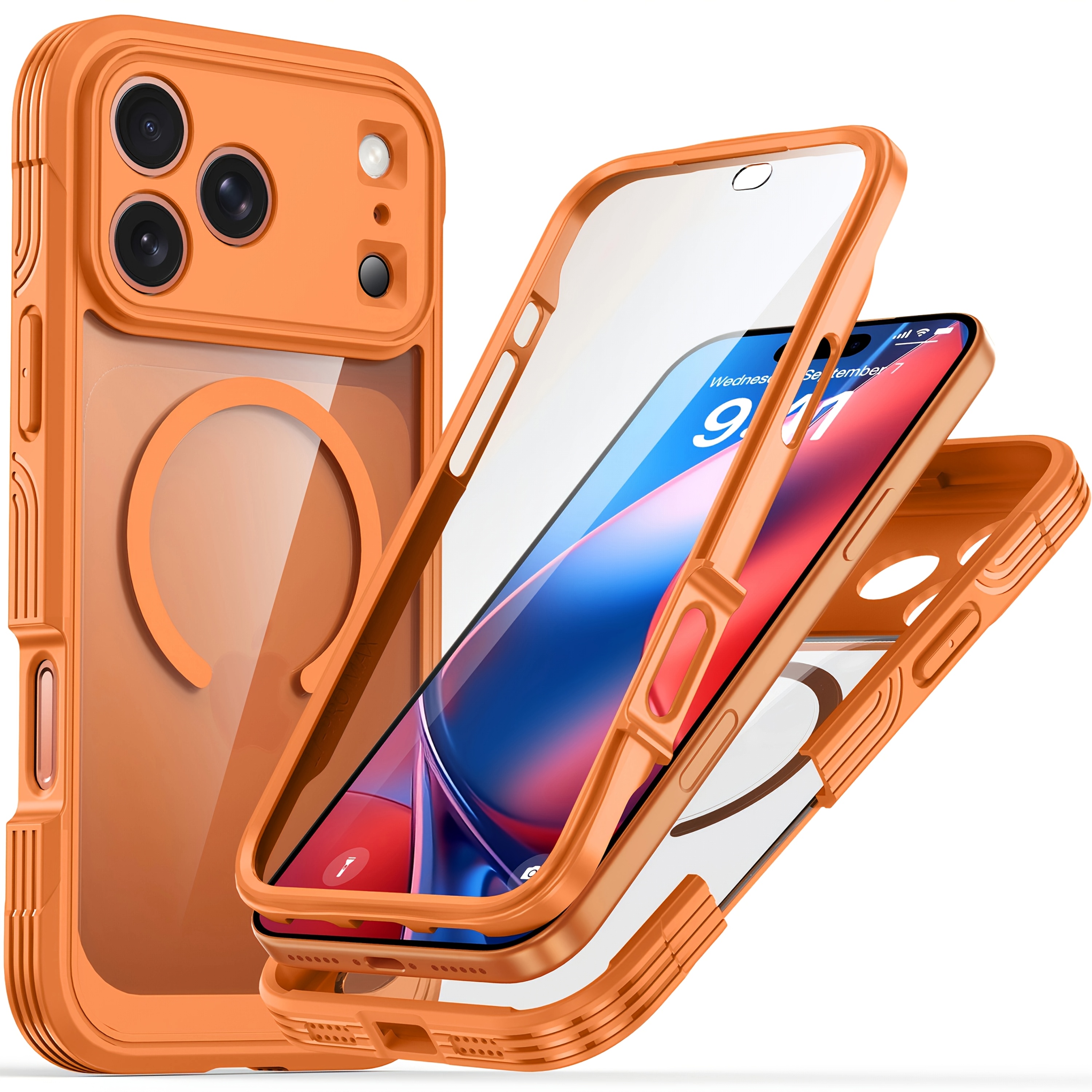 TEMU Phone Case: Minimalist Style Multicolor Transparent Built In 9h Tempered Glass Film 2-in-1 All Inclusive Magnetic Cases Outdoors Dustproof Anti
