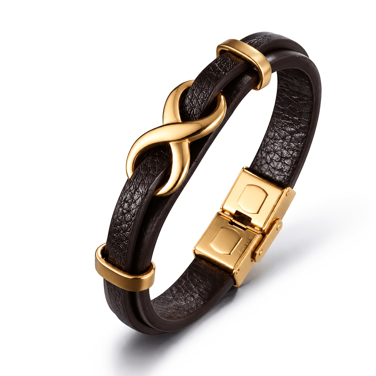 TEMU Stylish And Popular Men's Infinity Symbol Decorative Bracelet, Made Of Pu Material, Suitable As A Gift And Can Enhance The Overall Fashion Sense