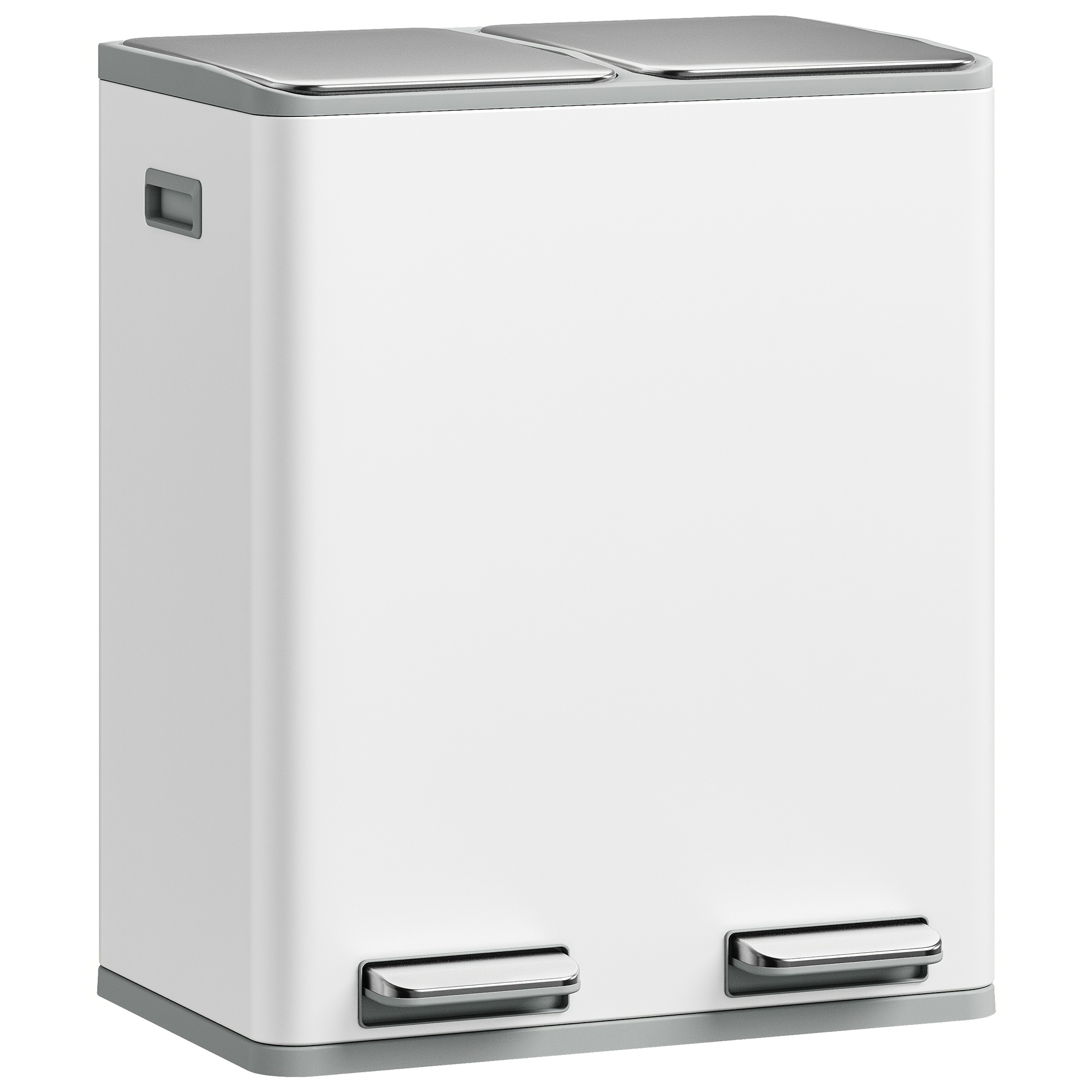 Image of Kitchen Rubbish Bin, Waste System, 2 Compartments, 60l (2 X 30l), Stainless Steel Kitchen Rubbish Bin, Pedal Bin, Quiet Slow , With 15 Waste Bags