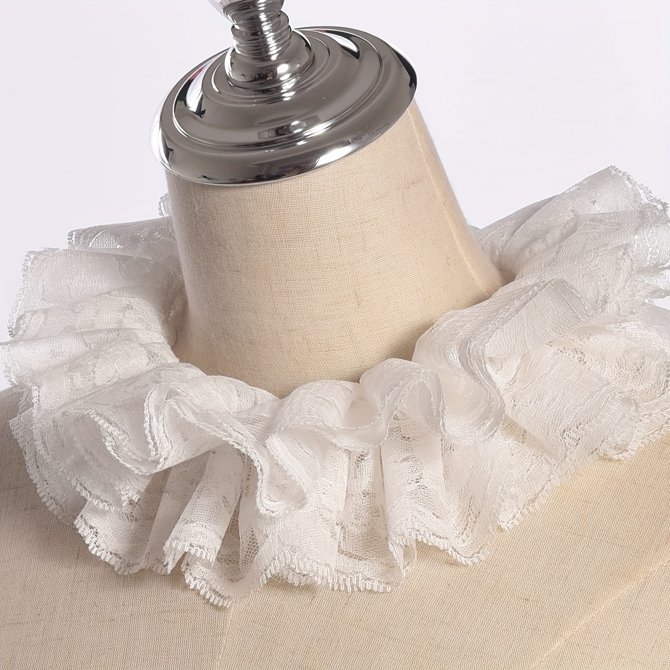 Image of Vintage Lace Removable Collar Victorian White Costume Neck Collar Unisex