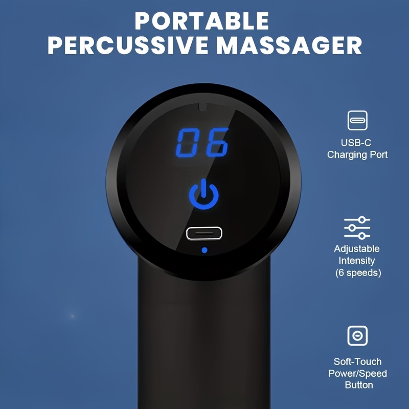 6pcs Set Includes (Four Replaceable Heads, Manual, Charging Cable), 6 Levels of Intensity Adjustable, Daily, Portable Massage Gun, Rechargeable Lithium Battery, 4 Replaceable Heads, USB Charging, Fascia Massager, (Mother'S Day, Father'S Day