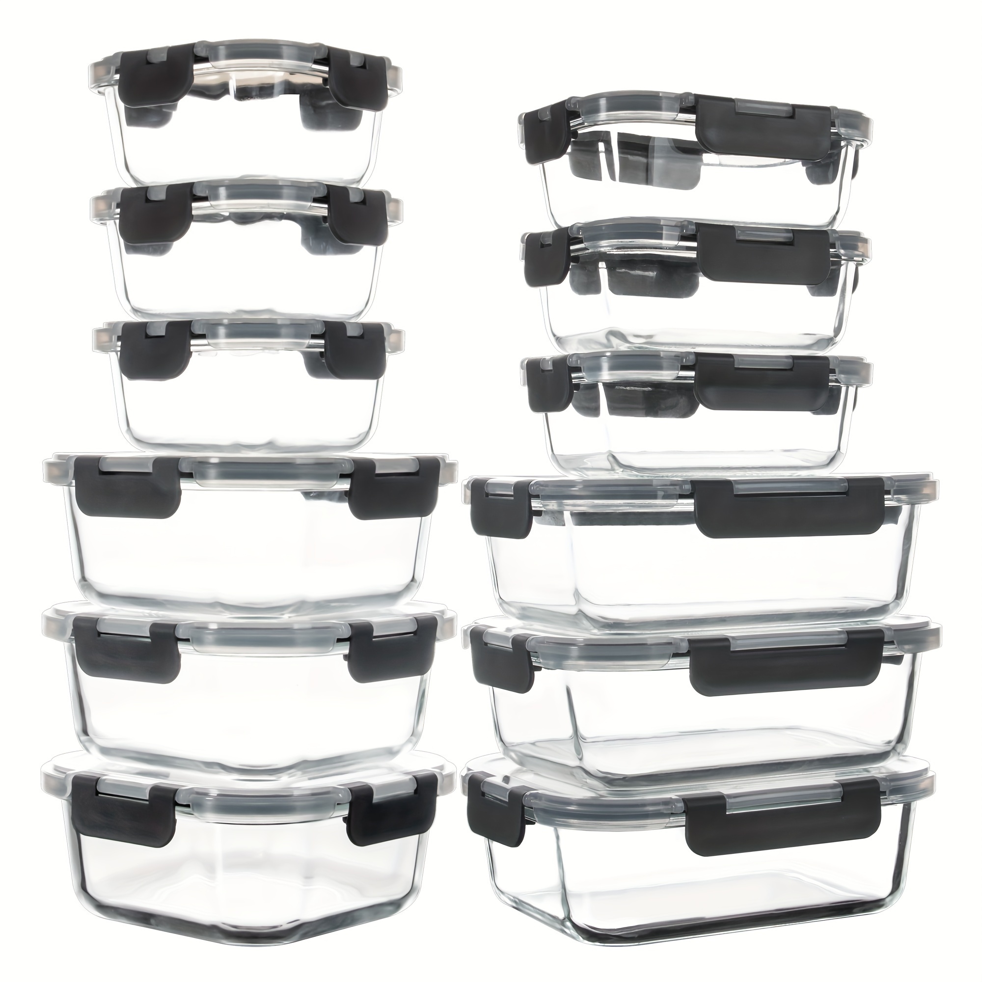 

12 Pack Glass Food Storage Containers With Airtight Lids, Leak-proof Meal Prep Containers With Lids, Dishwasher/microwave/oven Safe