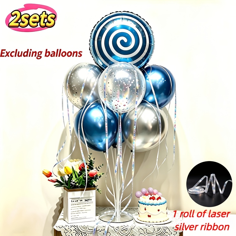 TEMU Balloon Stand Set   1 Roll Of Ribbon, Balloon Table Stand Set With Cup, Balloon Stick, Easy-to-assemble Balloon Stand. Balloon Stand Set For