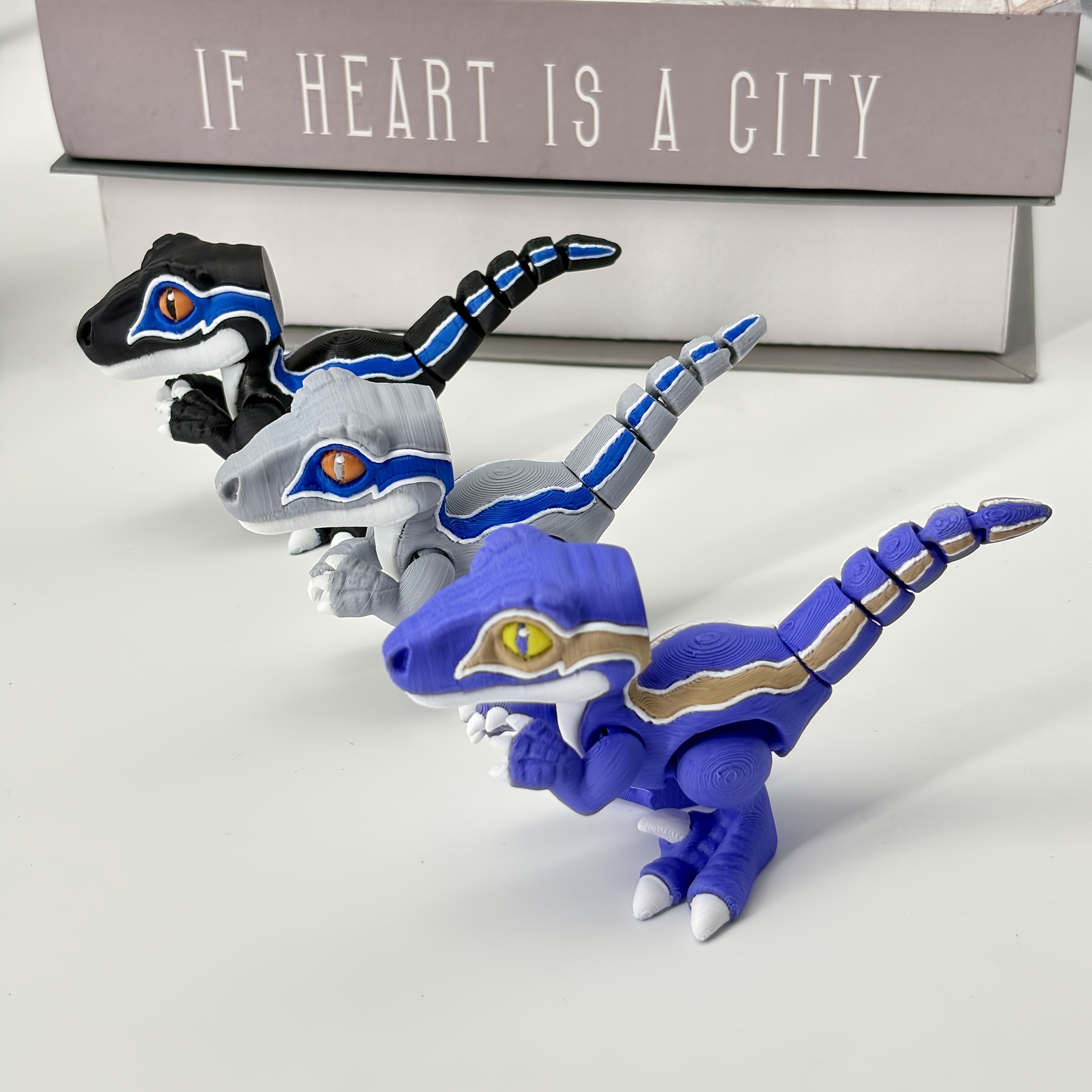 1pc Or 3pcs Set, 3d Printed Raptor Figure, Poseable Model, Desktop Decoration Collection