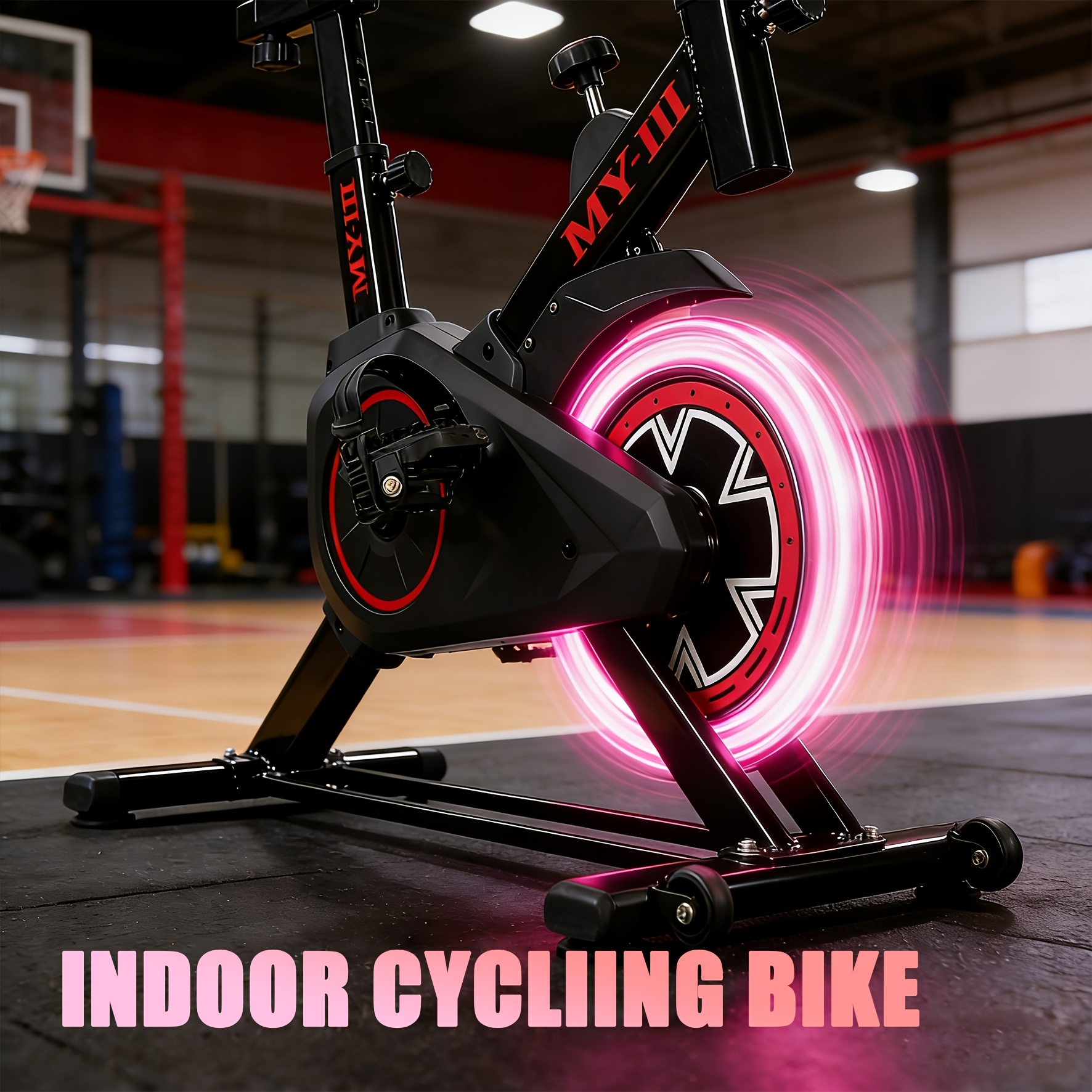 TEMU Bicicleta estática pequeña, bicicleta estática de interior, asiento y manillar ajustables, volante de con peso, transmisión por correa
