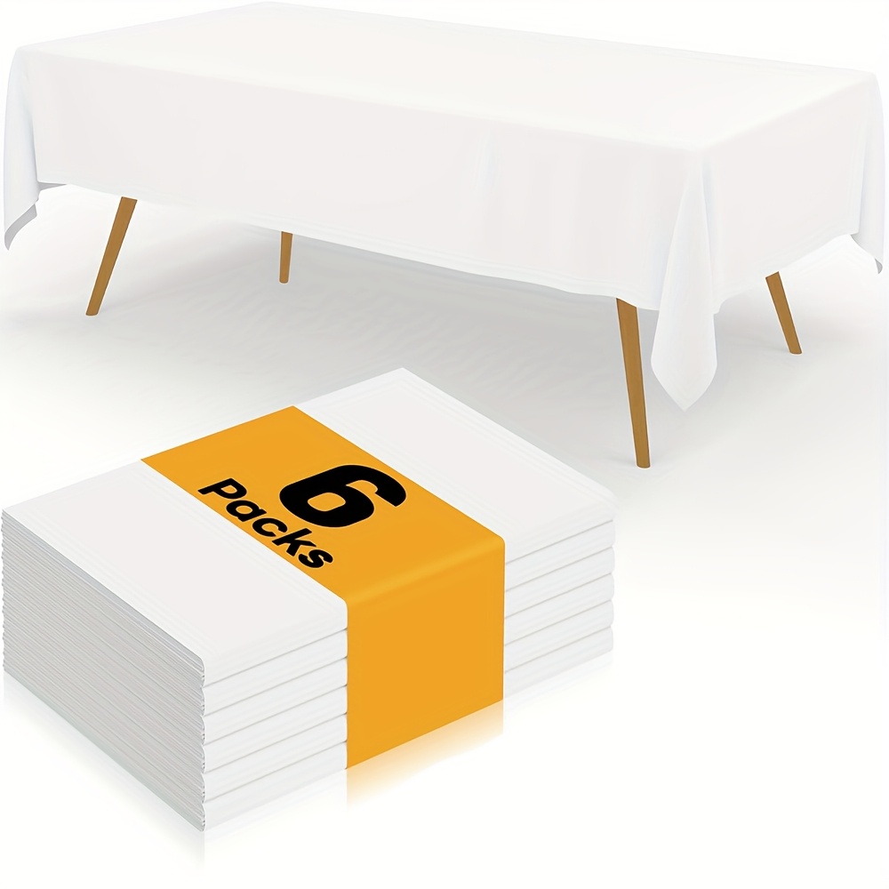 TEMU Halloween, Christmas, 6-piece Premium Disposable Plastic Tablecloths - 54" X54", Square Black With Colorful Trim Options | Parties & Weddings To